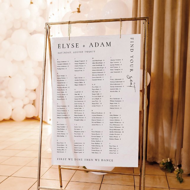 Estelle Modern Minimal Alphabetisches Sitzplakat Poster (Von Creator hochgeladen)