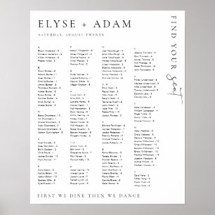 Estelle Modern Minimal Alphabetisches Sitzplakat Poster
