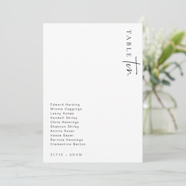 Estelle Modern Minimalistisch Wedding Tischnummer (Stehend Vorderseite)