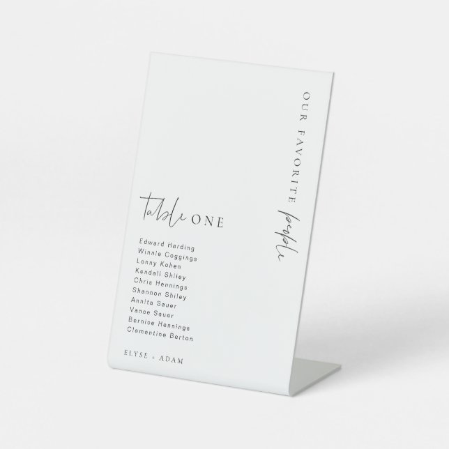 Estelle Modern Minimalistisch Wedding Tischnummer Sockelschild (Vorderseite)