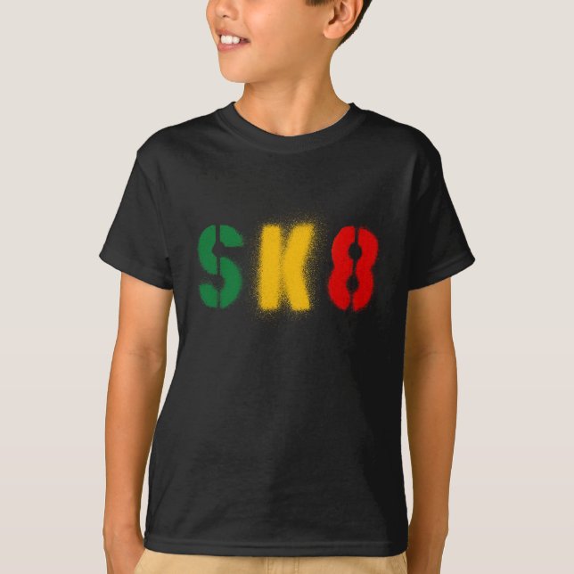 estencil sk8 rasta Flagge T-Shirt (Vorderseite)