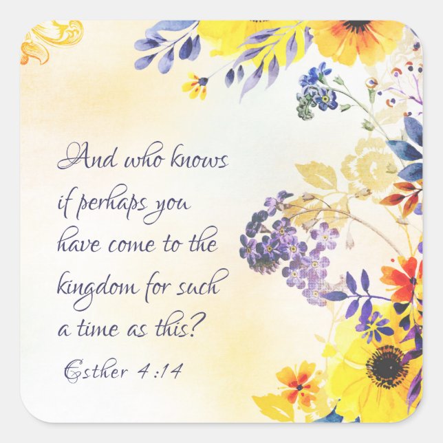 Ester 4:14 Kommen Sie für so eine Zeit ins Königre Quadratischer Aufkleber (Vorderseite)