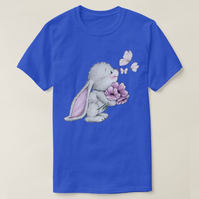 Ester-Hasen-Schmetterling, Blume  T-Shirt (Design vorne)