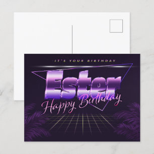 Ester Name Vorname lila Postkarte Geburtstag