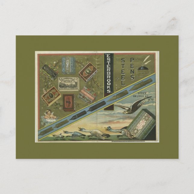 Esterbrooks Steel Pens Ad Postkarte (Vorderseite)