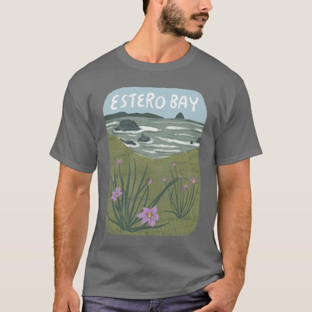 Estero Bay Central California Illustration Beach T T-Shirt (Vorderseite)