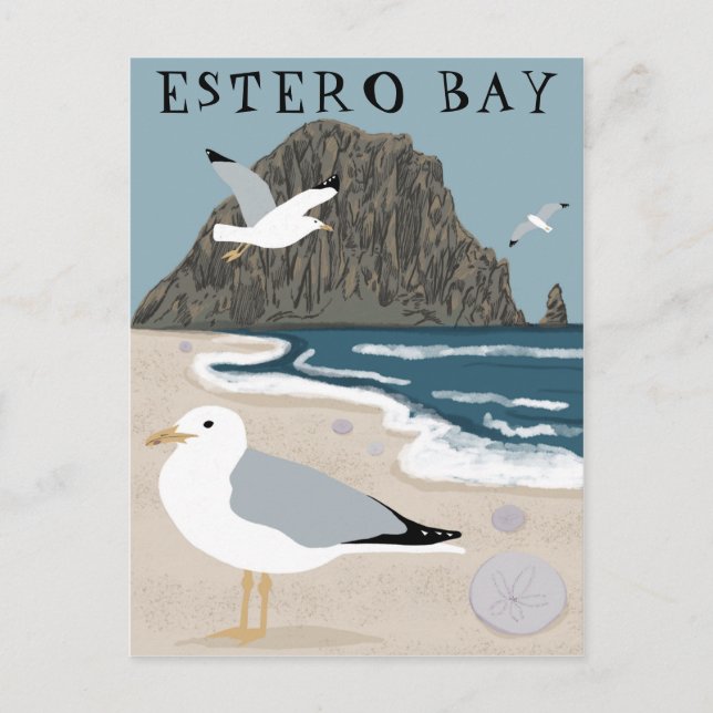 Estero Bay Morro Rock California Seagulls Postkarte (Vorderseite)