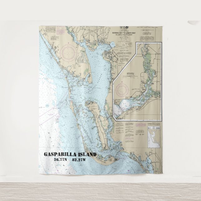 Estero Bay to Lemon Bay Nautical Chart 11426 Wandteppich (Vorderseite)