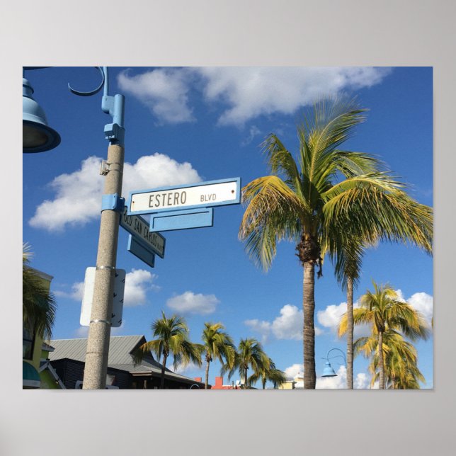 Estero Blvd Fort Myers Beach Street Sign Foto Poster (Vorne)