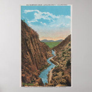 Estes Park, Co - Ansicht von großem Thompson Canon Poster