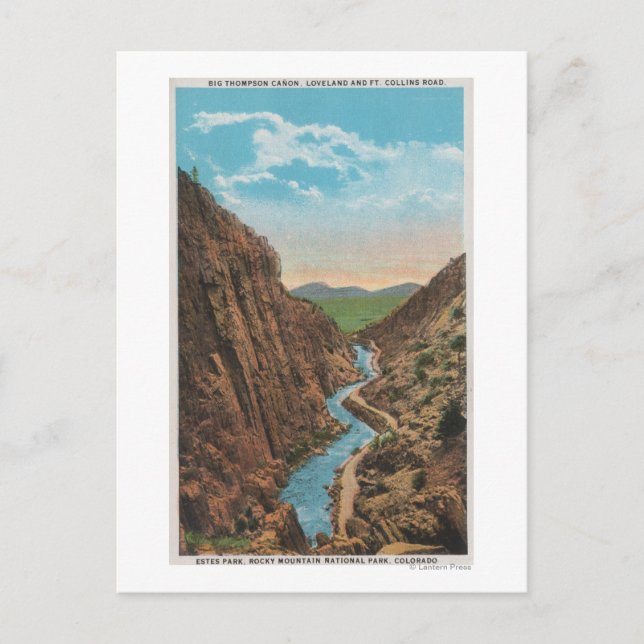 Estes Park, CO - Blick auf den Big Thompson Canon Postkarte (Vorderseite)