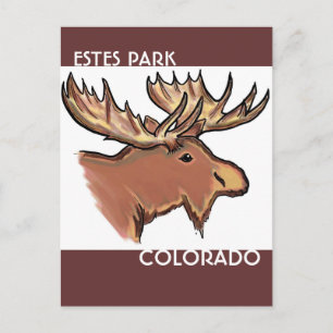 Estes Park Colorado Braun Elche Postkarte