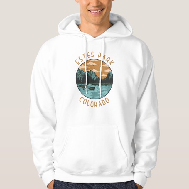 Estes Park Colorado Distressed Circle Hoodie (Vorderseite)