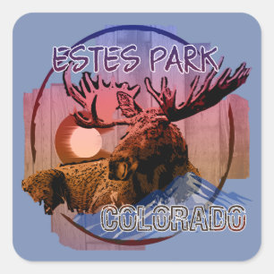 Estes Park Colorado rustikale Elchaufkleber Quadratischer Aufkleber