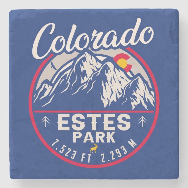 Estes Park Colorado Souvenirs - Wandern Camping Steinuntersetzer (Vorderseite)