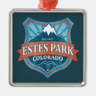 Estes Park Colorado Türkisschild Weihnachtsbaumanh Silbernes Ornament