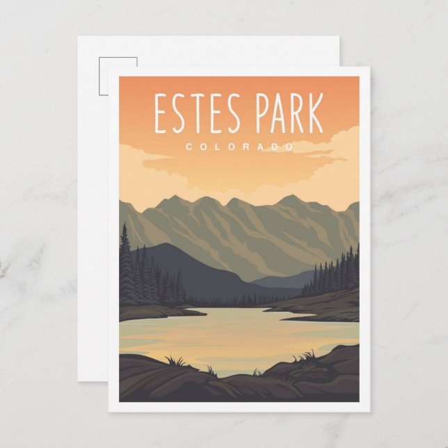 Estes Park Colorado USA Travel Illustration Postkarte (Vorne/Hinten)