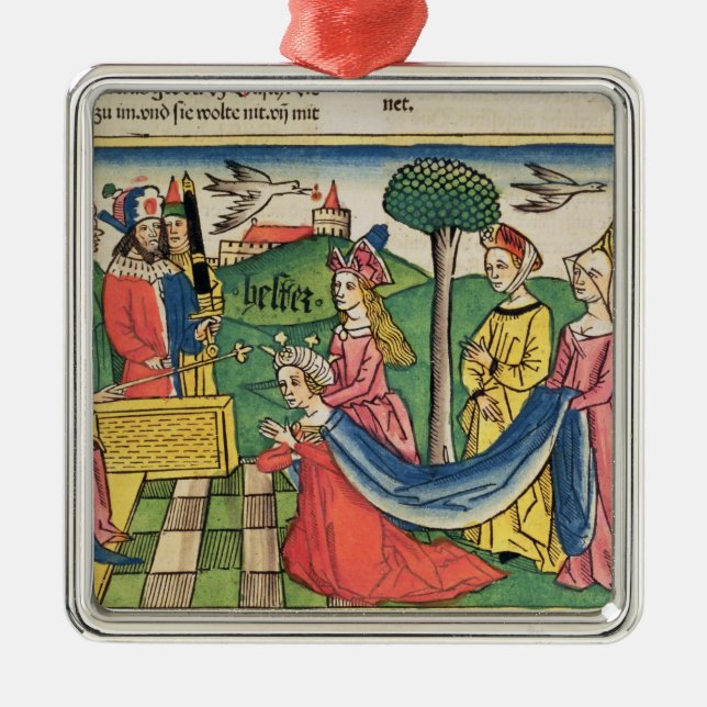 Esther 2 15-18, Esther wird beschlossen, um Silbernes Ornament (Vorne)