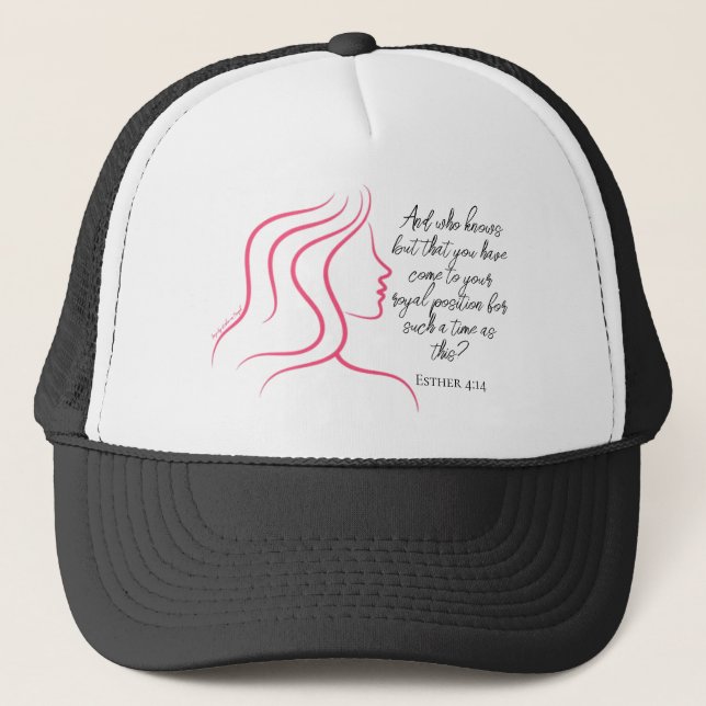 Esther 4:14 Bibel Verse Pink Trucker Hat Truckerkappe (Vorderseite)
