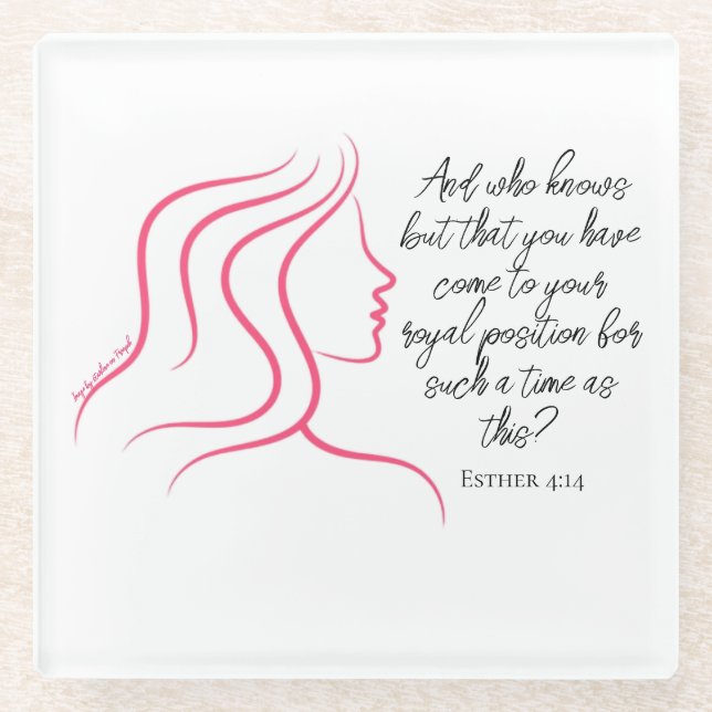 Esther 4:14 Bibel Verse Rosa Silhouette Glasuntersetzer (Vorderseite)