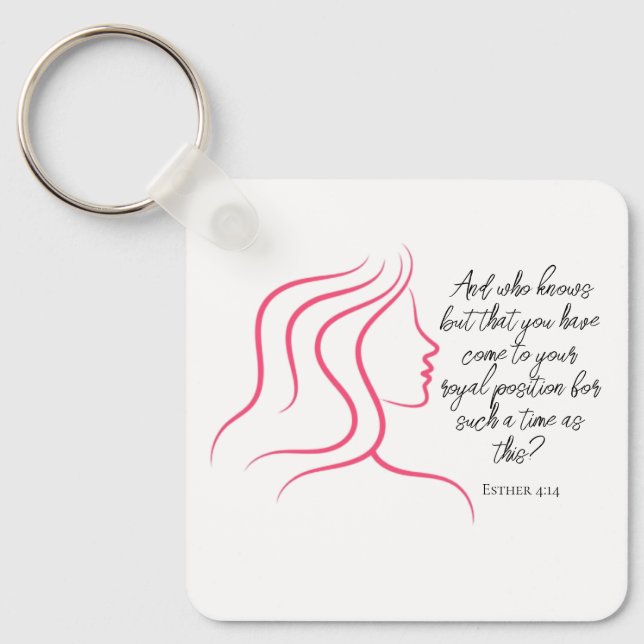 Esther 4:14 Bibel Verse Rosa Silhouette Schlüsselanhänger (Vorderseite)