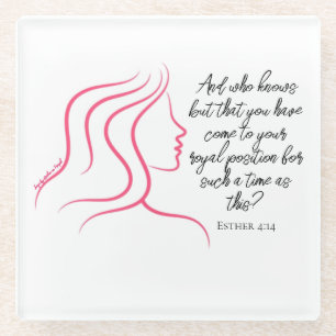 Esther 4:14 Bibelvers Pink Silhouette Glasuntersetzer