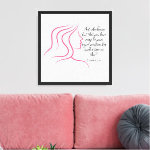 Esther 4:14 Bibelvers Pink Silhouette  Leinwanddruck