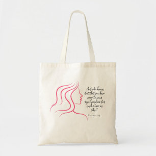 Esther 4:14 Schrift Bibelvers Pink Silhouette Tragetasche
