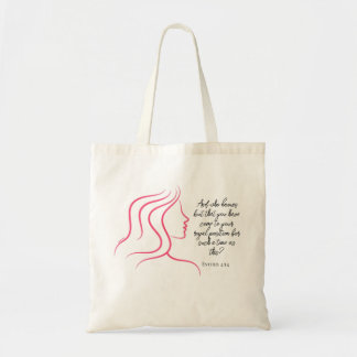 Esther 4:14 Schrift Bibelvers Pink Silhouette Tragetasche