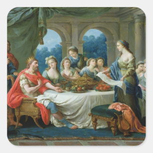 Esther und Ahasuerus, c.1775-80 Quadratischer Aufkleber
