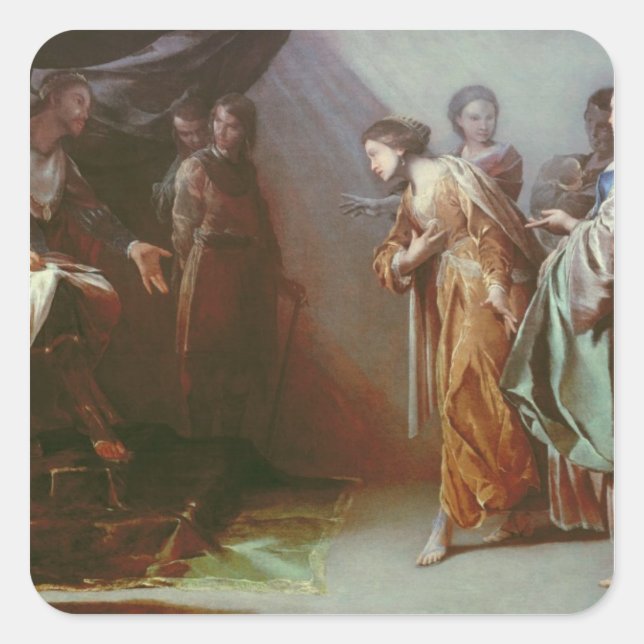 Esther und Ahasuerus Quadratischer Aufkleber (Vorderseite)