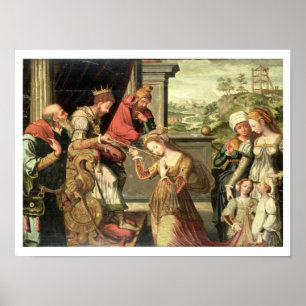 Esther vor König Ahasuerus mit Haman Poster