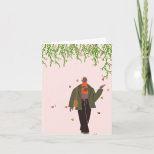 Esthetic Fall Fashion Girl Thank You Card Folde Dankeskarte