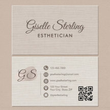 Esthetician Beige Linen Modern Elegant QR Code