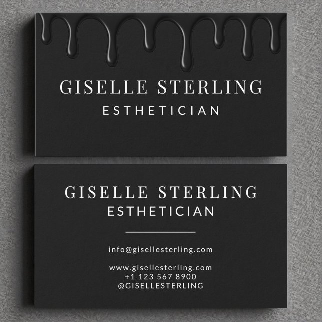 Esthetician Black Dripping Luxe Visitenkarte (Von Creator hochgeladen)