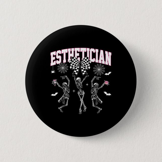 Esthetician Dancing Skeleton Halloween Bow Skin Button (Vorderseite)
