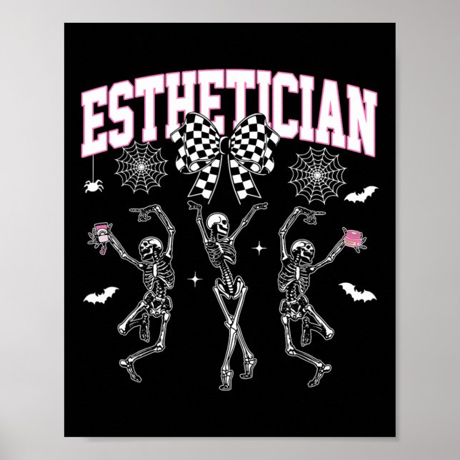 Esthetician Dancing Skeleton Halloween Bow Skin Poster (Vorne)