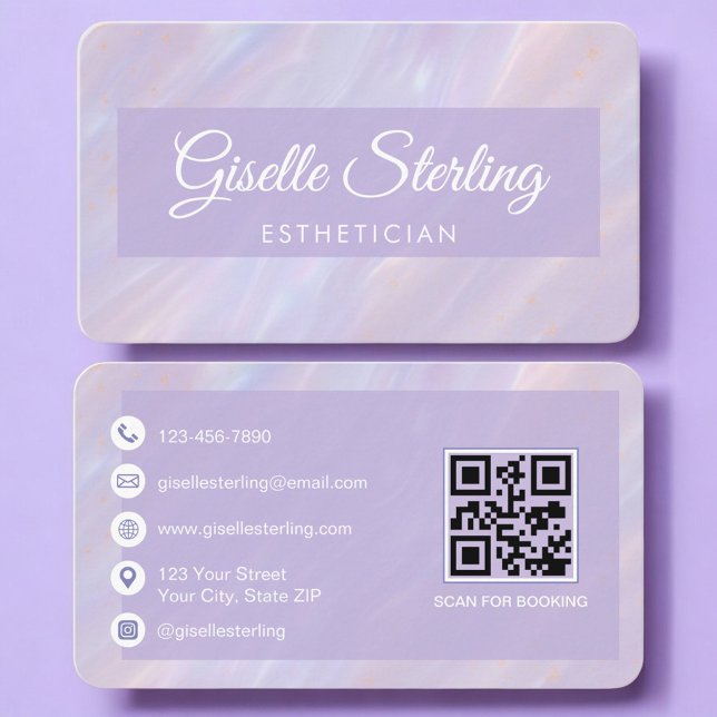Esthetician Iridescent QR Code Professional Visitenkarte (Von Creator hochgeladen)