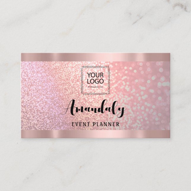 Esthetician Lash Nails Haar QR CodeLogo Rose Rosa Visitenkarte (Vorderseite)