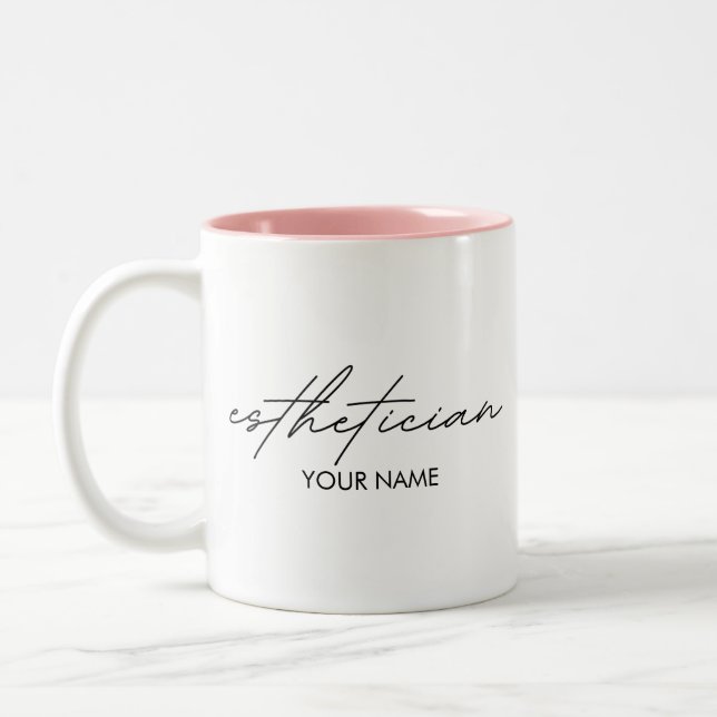 Esthetician Notebook - Personalized Gift Zweifarbige Tasse (Links)
