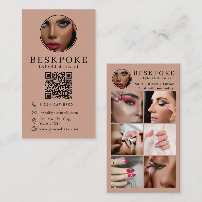 Esthetician Photo Feed Boho Social Media QR Code Visitenkarte (Vorne/Hinten)