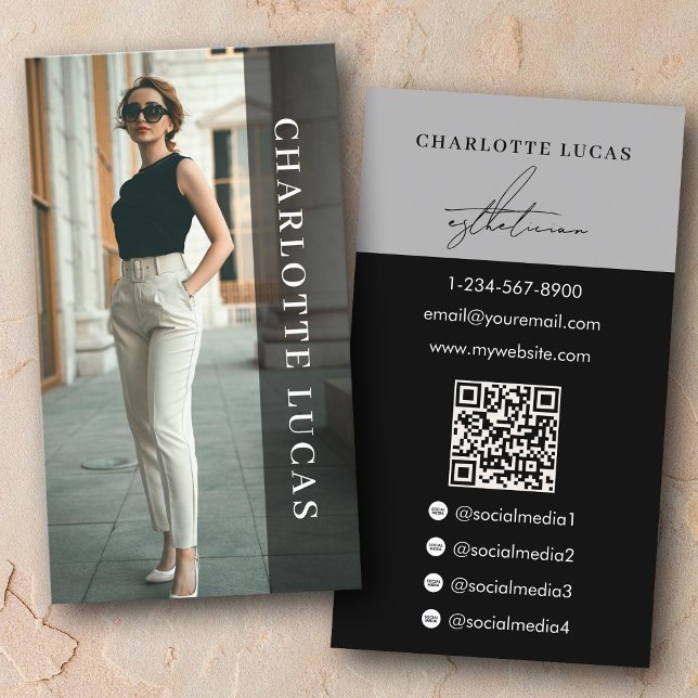 Esthetician Spa Luxury Beauty Real Estate Black Visitenkarte (Esthetician Spa Luxury Beauty Real Estate Black Business Card)