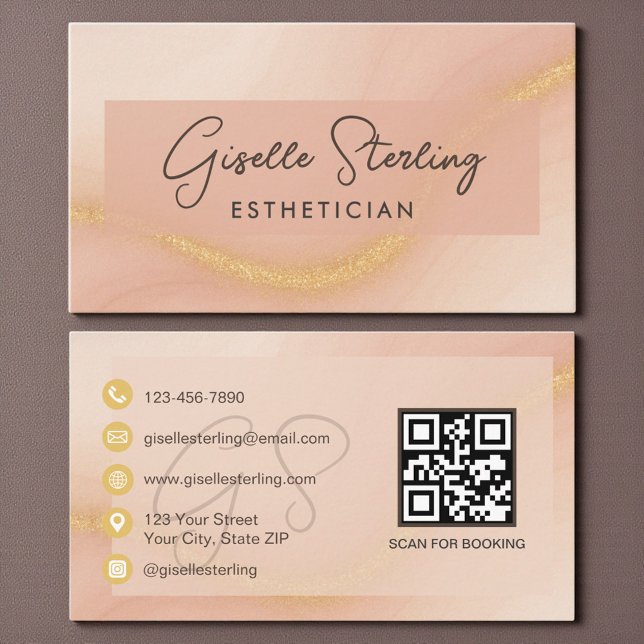 Esthetician Watercolor QR Code Visitenkarte (Von Creator hochgeladen)