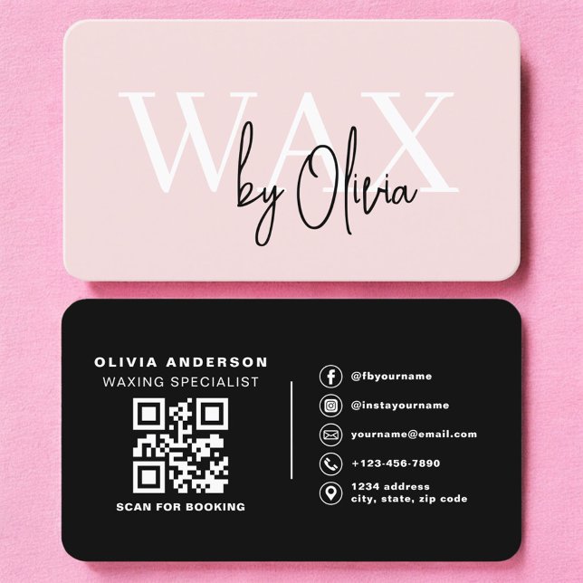 Esthetician Wax Specialist Pink QR Code Visitenkarte (Von Creator hochgeladen)