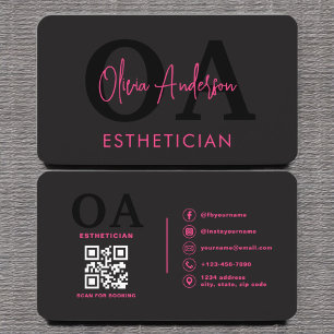 Esthetiker QR Code Hot Pink Black Social Media Visitenkarte