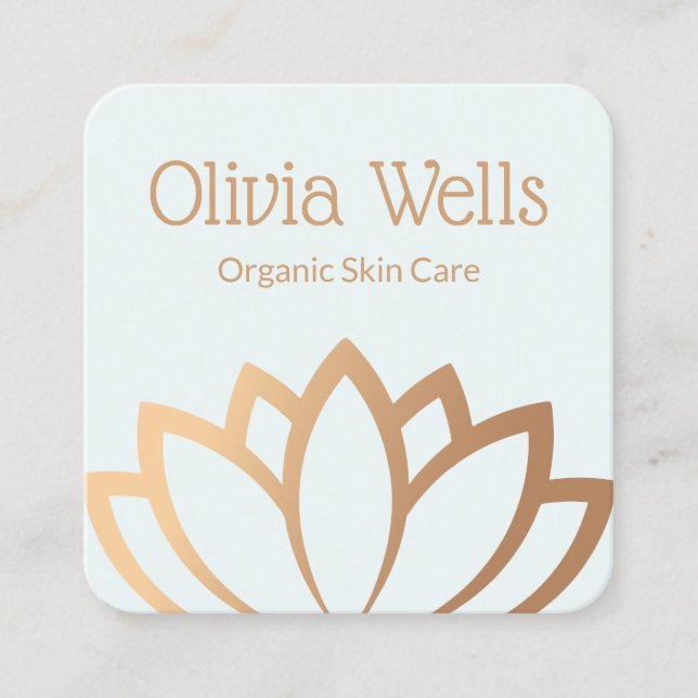 Esthetische Gold Lotus Blume Square Business Card Quadratische Visitenkarte (Vorderseite)