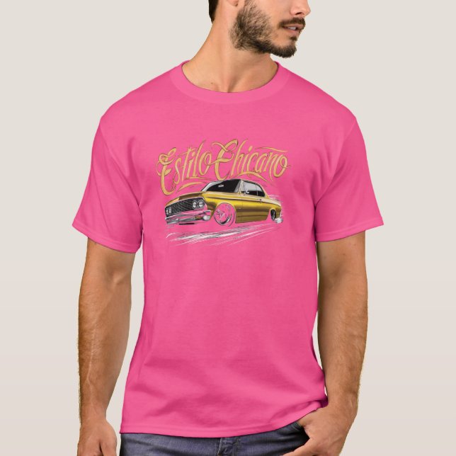 Estilo Chicano Low Rider Cholo Mexican Car Men und T-Shirt (Vorderseite)