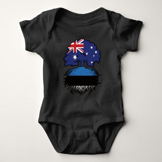 Estland Australien Tree Roots Baby Strampler (Vorderseite)