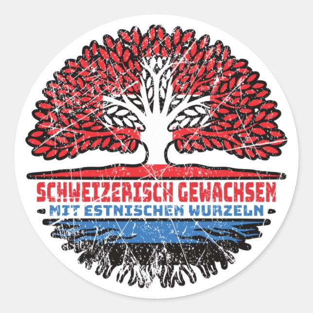 Estland Estnisch Schweizer Schweiz Baum Wurzel Runder Aufkleber (Vorderseite)
