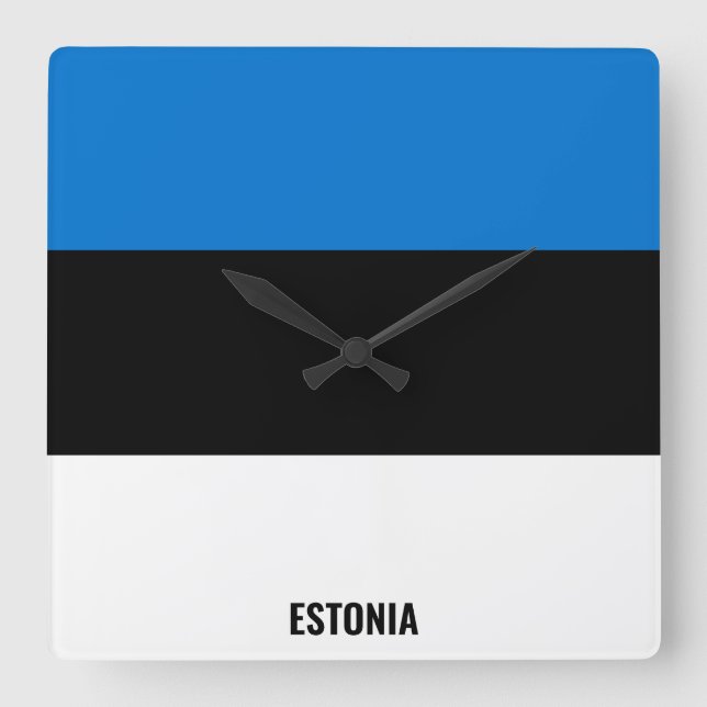 Estland Flag Patriotic Quadratische Wanduhr (Vorderseite)